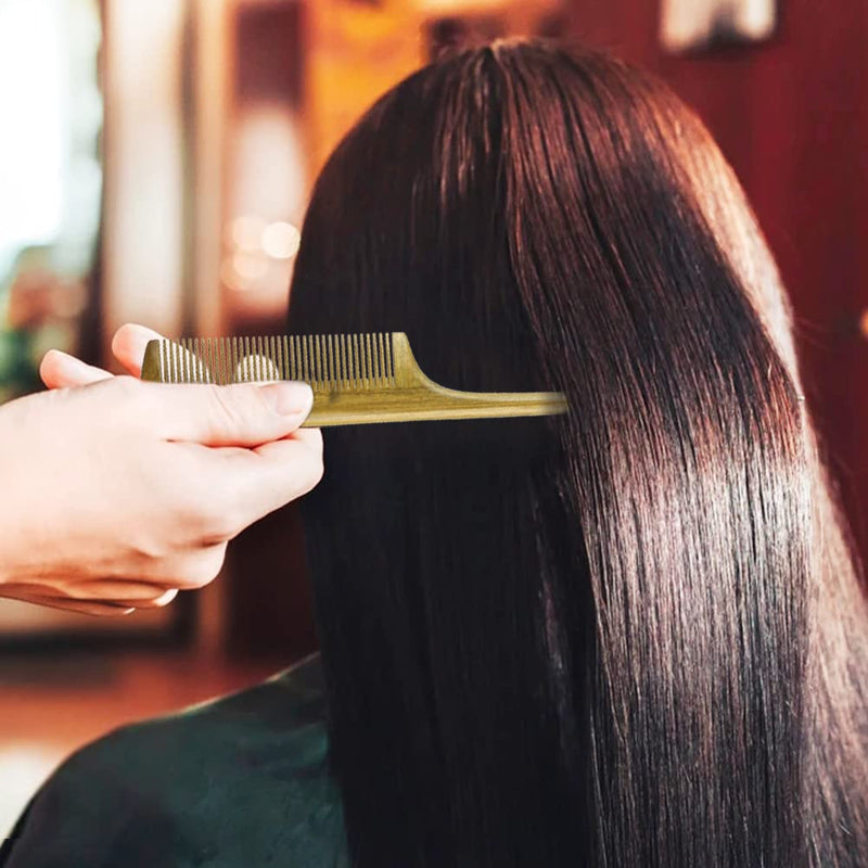 Tail Comb, Wooden Comb Green Sandalwood Anti-static Fine Teeth Hair Comb Long Handle for Women - BeesActive Australia