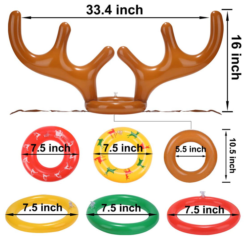 [AUSTRALIA] - eboozone Inflatable Reindeer Antler Toss Game 2 Sets, Christmas Game, 2 Antlers 16 Rings 