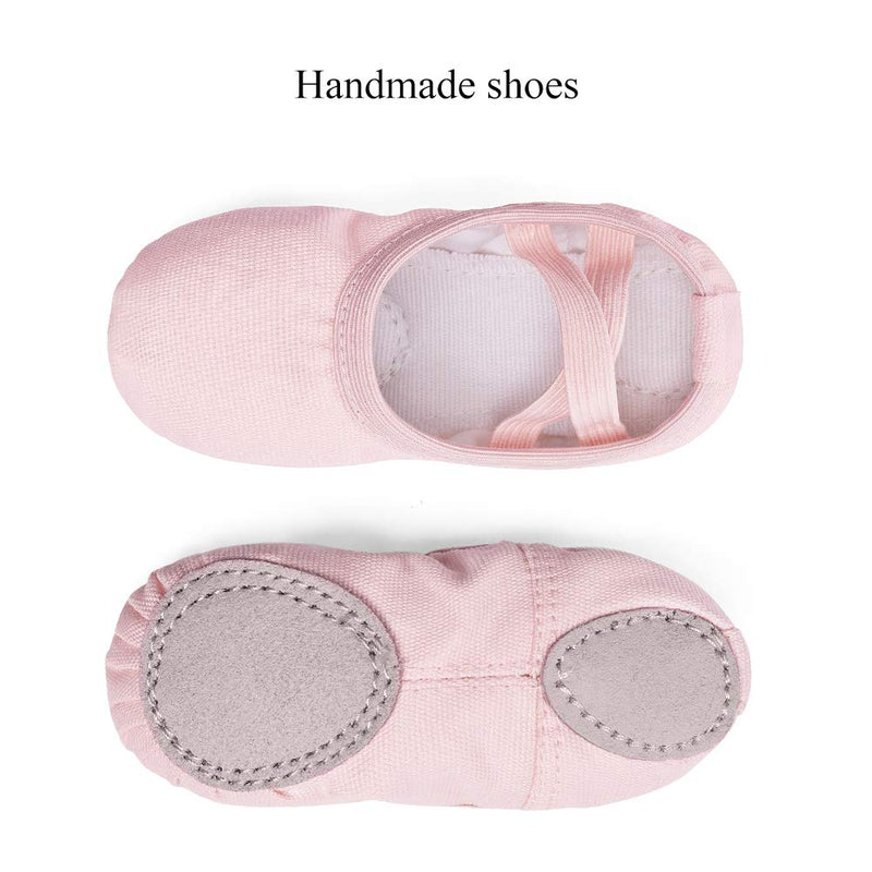 [AUSTRALIA] - STELLE Girls Canvas Ballet Slippers Flats, No Drawstring Dance Shoes for Toddler/Kid 3 Big Kid Light Ballet Pink 