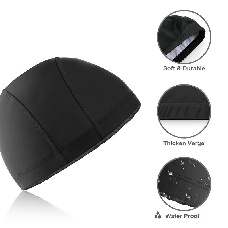 Lemonfish Silicone Solid Swim Cap Waterproof No-Slip Swimming Cap for Adults Kids Woman and Men Two Size Hat Black Large - BeesActive Australia