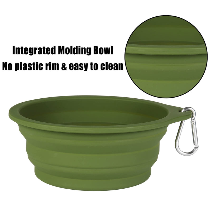 SLSON 2Pack Dog Bowl Pet Collapsible Bowls,Integrated Molding Travel Bowl No Plastic Rim Pet Feeding Bowls for Walking Traveling Outdoors,600ML Navy Blue+Dark Green - BeesActive Australia
