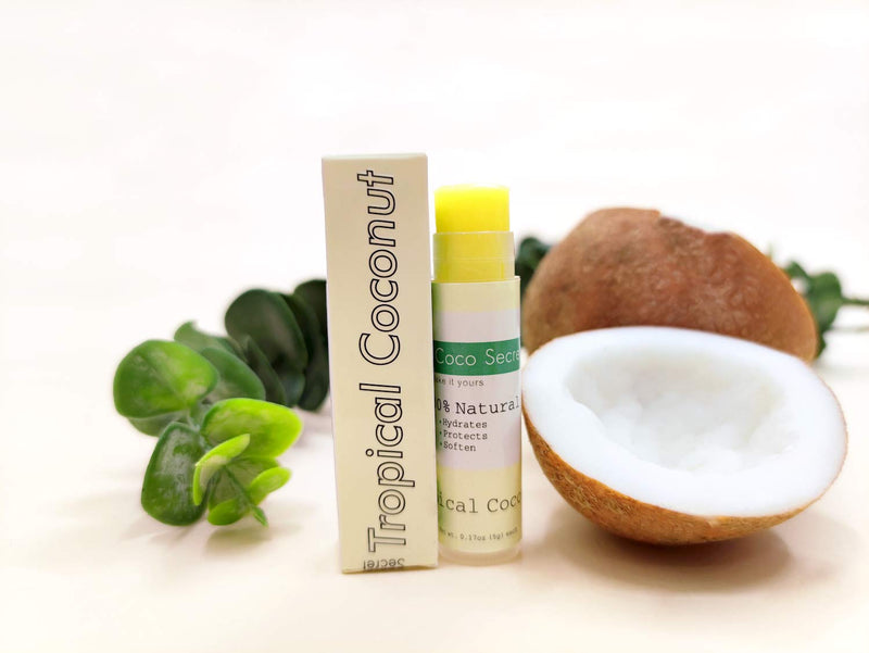 Coco Secret - Handcrafted Organic Coconut Lip Balm - Organic Beeswax with SPF 15 - Extra Virgin Coconut Oil Moisturizing Lip Balm - Lip Care for Dry and Chapped Lips - Lip Balm for Adults and Kids Tropical Coconut - BeesActive Australia