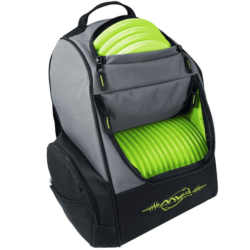 MVP Disc Sports Backpack Shuttle Disc Golf Backpack Bag Gray/Lime - BeesActive Australia