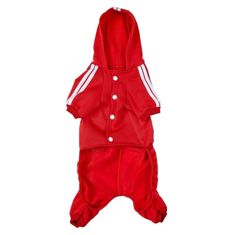 Pet Cat Dog Cute Outfit Clothes Hoodie Jumpsuit Tracksuit Jacket Winter Sweater 4-Legs Style Red for Puppy Small to Medium Dogs Boy and Girl - BeesActive Australia