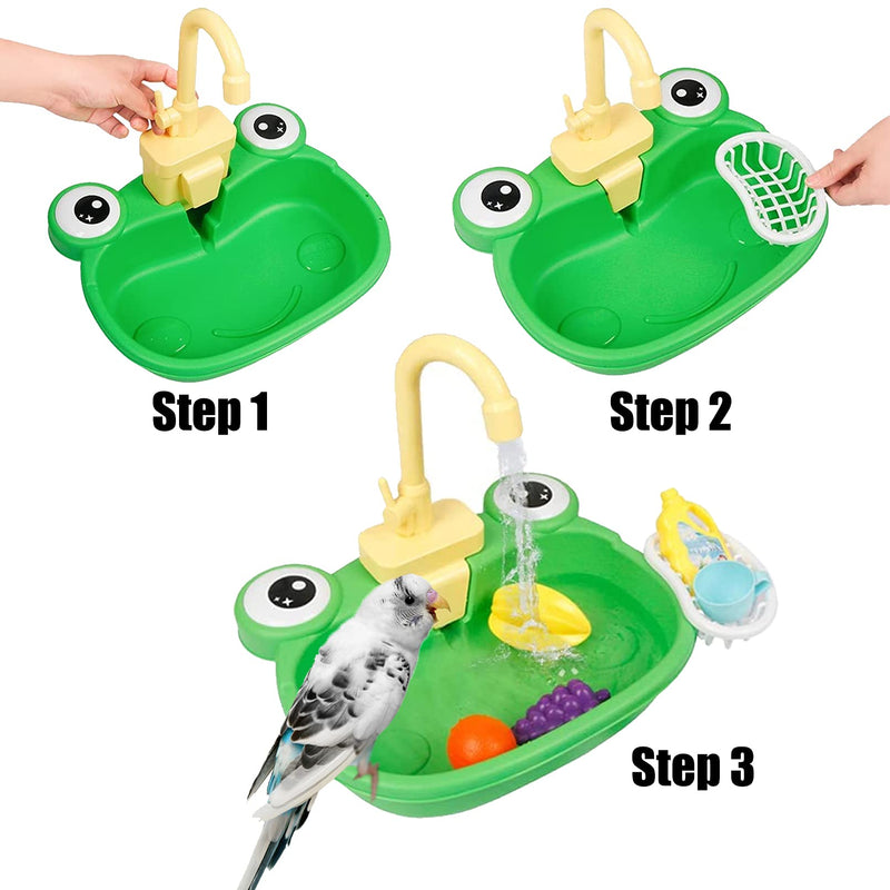 PINVNBY Parrot Bath Tub Bird Automatic Bathtub with Faucet Multifunctional Parakeet Shower Box Bird Bathroom Toys for Small Medium Birds - BeesActive Australia
