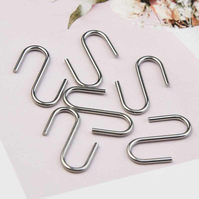Nydotd 180 Pcs Mini S Hook Connectors, Mini Metal S-Shaped Wire Hook Hangers Christmas Ornament Hooks for DIY Crafts, Hanging Jewelry, Key Chain Ring and Tag, Pet Name Tag, Wood Circles (20mm, Silver) 20 mm - BeesActive Australia