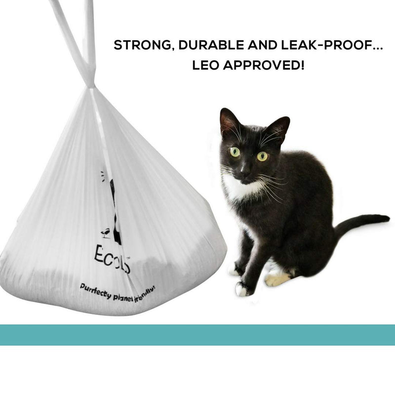 Cat Litter Waste Poop Bags - X-Large, Compostable, Plastic-free, Thick, Leak Proof, Pet / Dog Poo Bags with Easy-Tie Handles,10.5 x 18.5 inch, EcoLeo 40-Count - BeesActive Australia