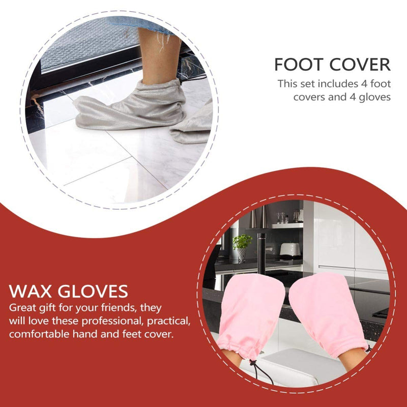 EXCEART 8Pcs Paraffin Wax Mitts for Hand and Feet Bath Mitts and Booties Opening Paraffin Wax Gloves Bootie Thermal Treatment Wax Machine - BeesActive Australia