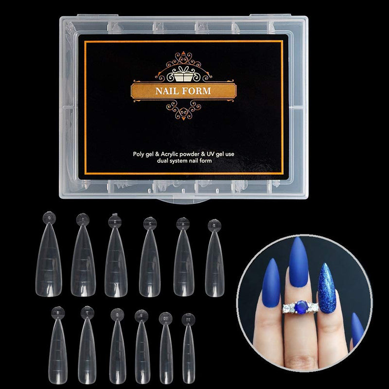 Vcedas 120PCS Nail Dual Forms Stiletto Shape Nail Molds Kits,100PCS Nail Art Extension Guide Form Tool,Poly Nail Gel Quick Building Nail Tips Clip,Poly Extension Nail Gel Brush,Nail File for DIY Nails Stiletto Sharp Nail Form Molds set - BeesActive Australia