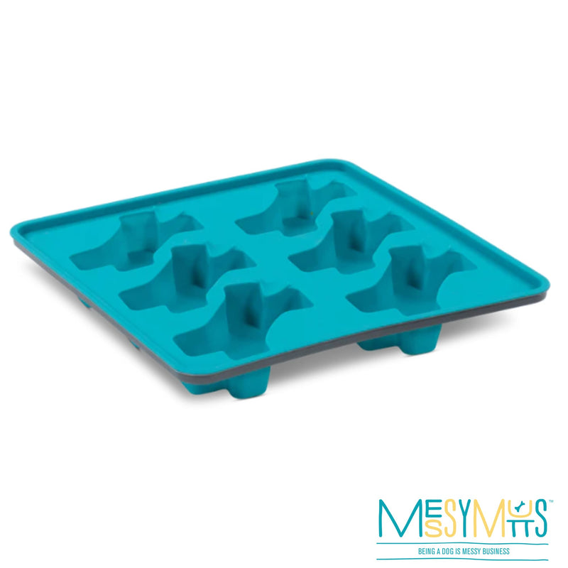 Messy Mutts Framed Silicone Popsicle Mold | 10” x 10” Tray | 6 Easy to Fill Treats Per Tray | 1.5 oz and 3 oz Fill Lines for Perfect Pour | DIY Dog Pupsicle Popsicle Mold | Dishwasher Safe Blue - BeesActive Australia