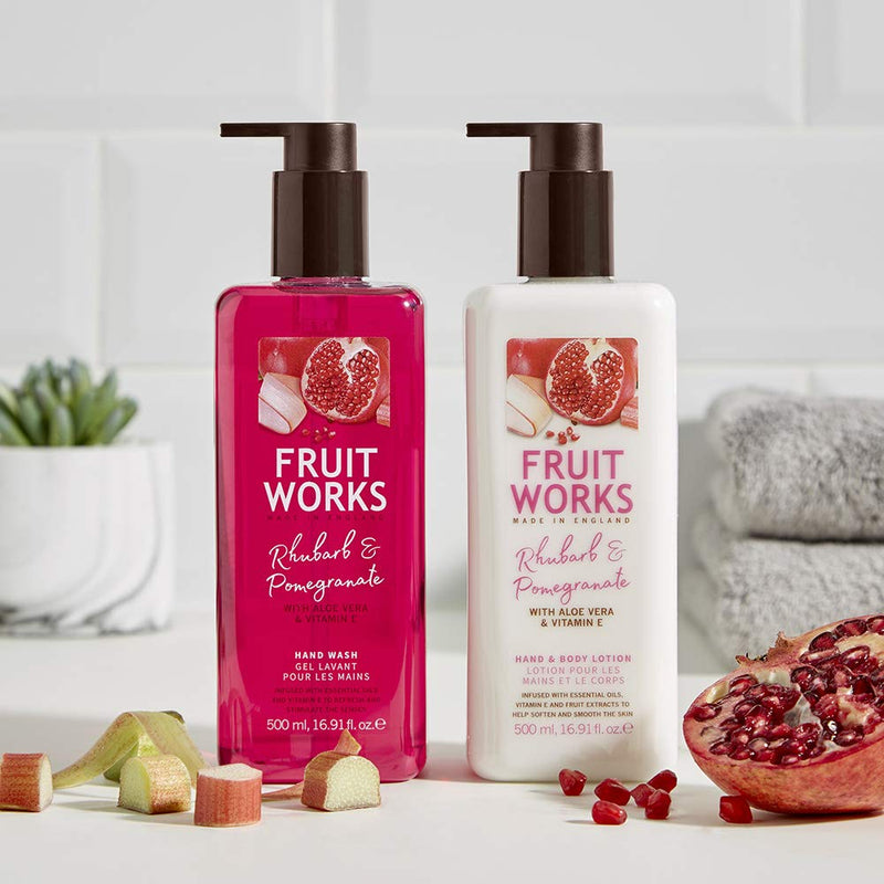 Fruit Works Rhubarb & Pomegranate Cruelty Free & Vegan Hand & Body Lotion With Natural Extracts 1x 500ml - BeesActive Australia