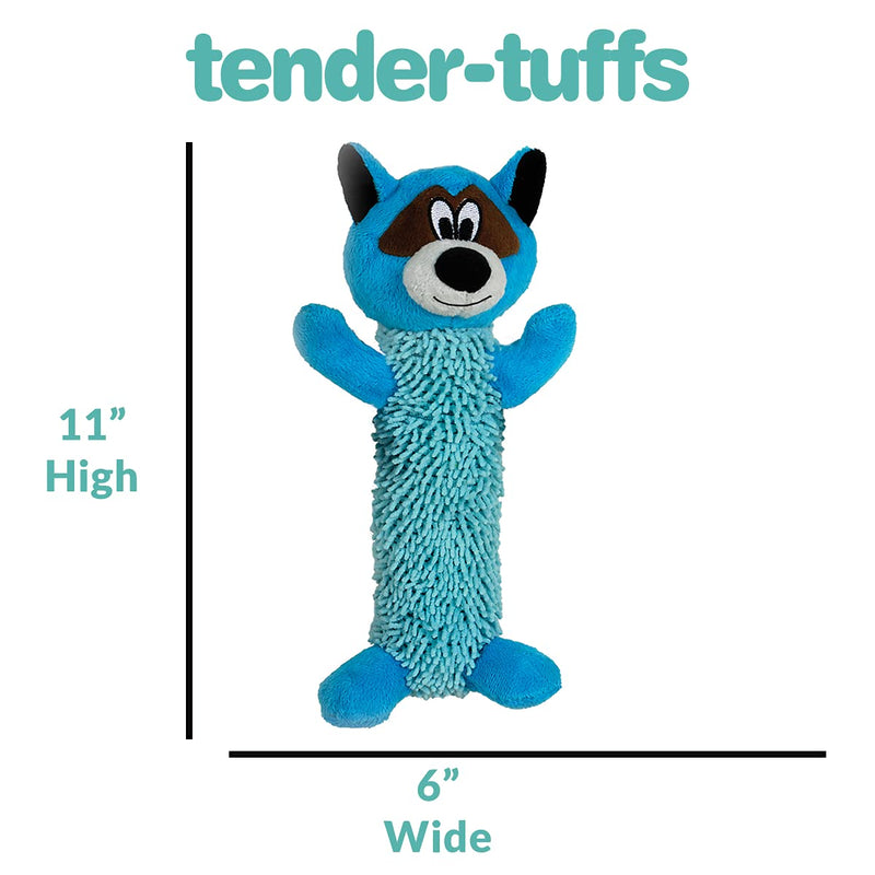 Snuggle Puppy Tender-Tuffs Fetch - Big Tough Plush Dog Toy - Play Fetch or Tug-of-War - Shaggy Blue Raccoon with Puncture Resistant Squeaker - BeesActive Australia