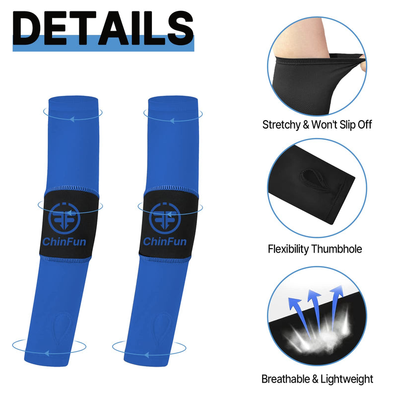 ChinFun Volleyball Arm Sleeves Passing Forearm Sleeves with Protection Pad Volleyball Gear for Youth Girls Women 1 Pair New-blue 12" - BeesActive Australia