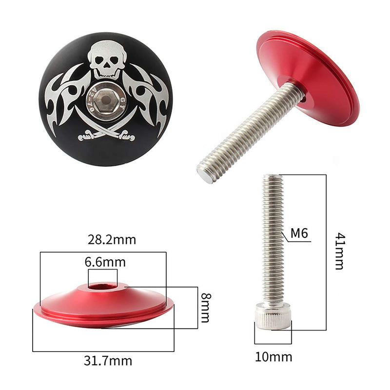 GOLDEAL 2 PCS Bicycle Headset Top Cap with Bolts for MTB Road Bike,One Black & One Red. - BeesActive Australia