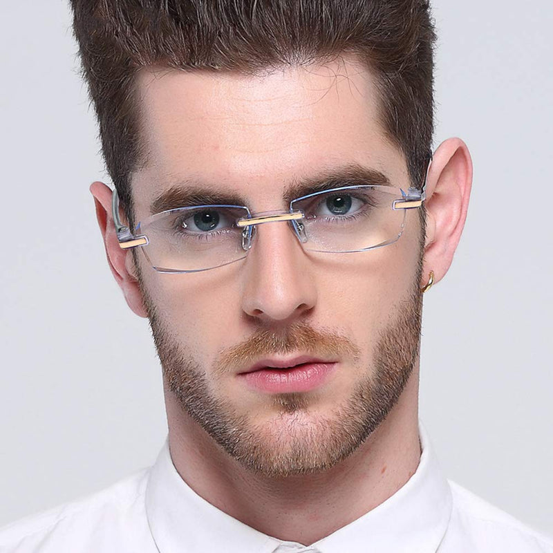 LUFF Reading Glasses Hd Anti-Blue Diamond Cut Edge Frameless Reading Glasses Blue 1.0x - BeesActive Australia