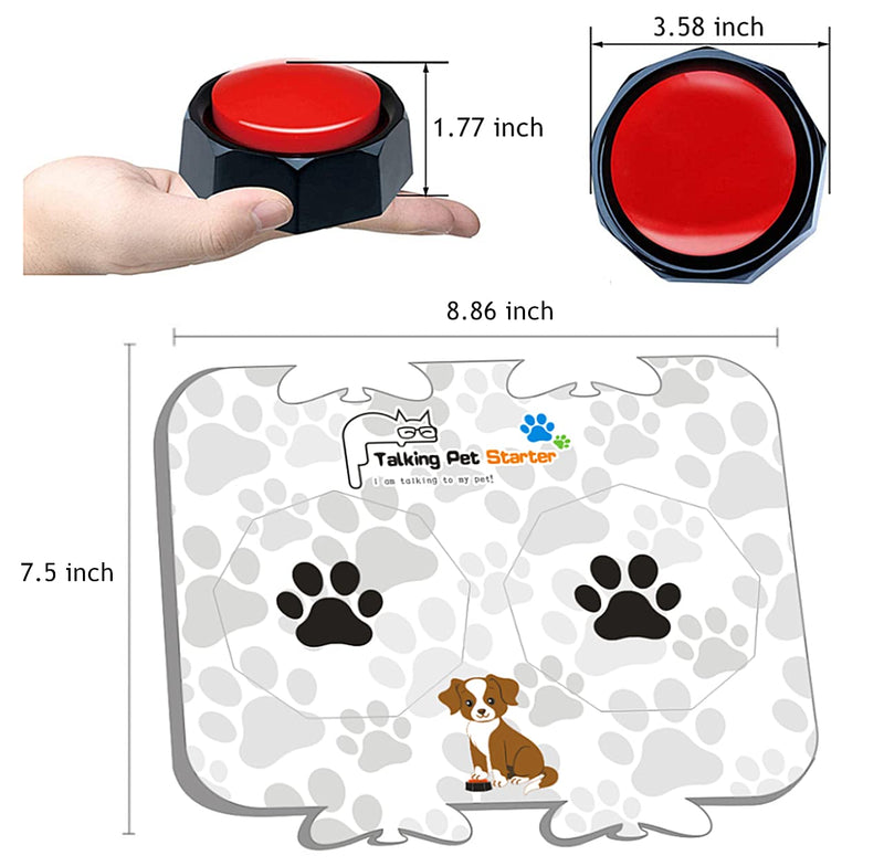 RIBOSY Soundboard, 4 Recordable Buttons with 2 Mats and 25 Stickers - Record and Playback Any Custom Message to Teach Your Dog Voice What They Want (Battery Included) - BeesActive Australia