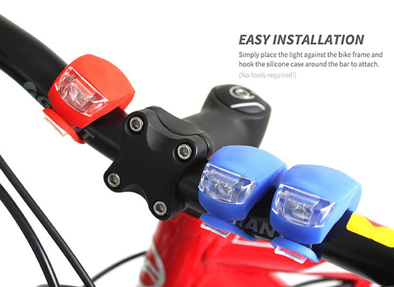 Malker Bicycle Light Front and Rear Silicone LED Bike Light Set - Bike Headlight and Taillight,Waterproof & Safety Road,Mountain Bike Lights,Batteries Included,4 Pack(2pcs White and 2pcs Red Light) - BeesActive Australia