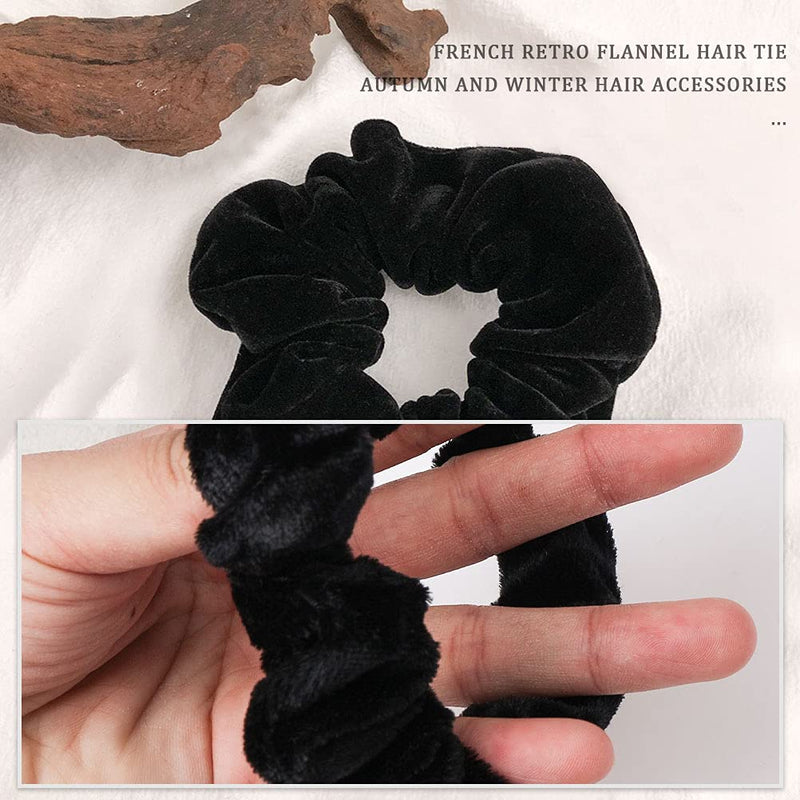 Lanjue 12pcs Fabric Scrunchies Hair Elastics Ties，Black Hair Scrunchies Elastic Hair Ties Women Accessories - BeesActive Australia
