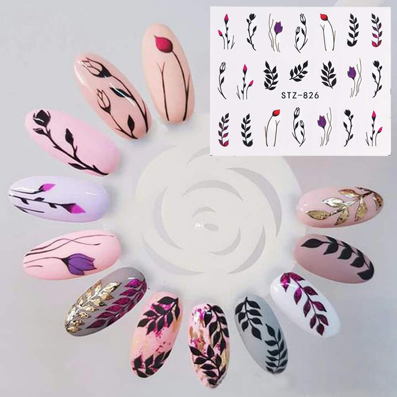 Nail Art Decals Stickers Nail Art Decoration Accessories 29 Sheets Water Transfer Nail Art Stickers Design Butterfly Leaf Flamingo Flower Decals Manicure Transfer Tips - BeesActive Australia