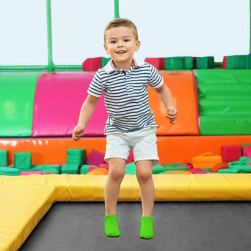 Kids Grips Ankle Socks Non Slip Trampoline Socks Anti-Skid Sticky Indoor Breathable Socks 4 Pairs for Children 2-9 Years 01 Black+dark Purple+blue+green 2-5T - BeesActive Australia