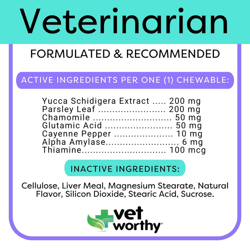 Vet Worthy Stop Stool Ingestion - Daily Supplement for Dogs to Prevent Stool Eating - Dog Supplement with Yucca Schidigera, Parsley Leaf, Chamomile, Thiamine - Liver Flavor, 60 Chewable Tablets - BeesActive Australia