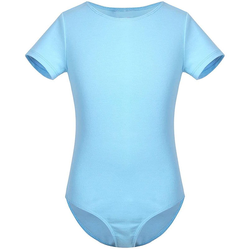 KKmeter Kids Girls Short Sleeve Ballet Leotards with Separated Skirt 2pcs Gymnastic Dance Ballet Tutu Dresses Blue 5-6 - BeesActive Australia