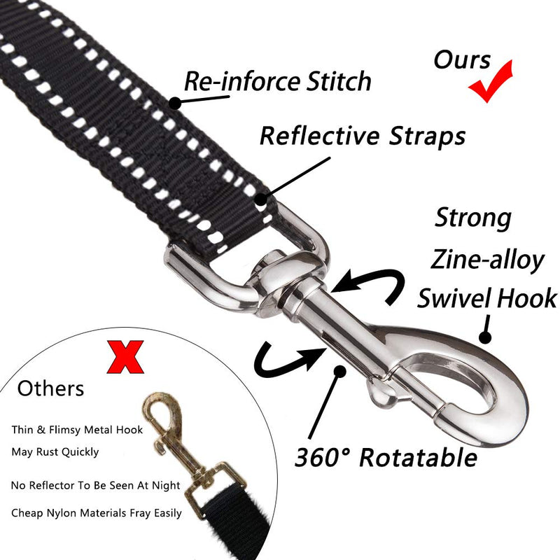 PoyPet 5 Feet Dog Leash - Reflective - 2 Cushioned Handles - Functional Car Seat Belt Light Blue Classic - BeesActive Australia