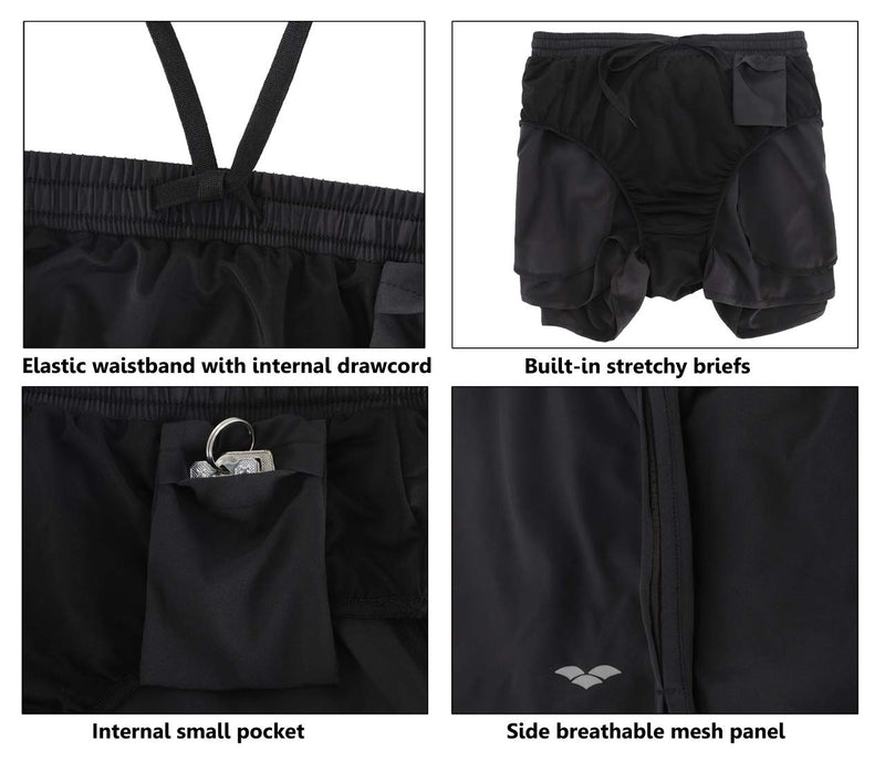 [AUSTRALIA] - MIER Men's 5 Inches Running Athletic Shorts Quick Dry Workout Training Tennis Shorts with 4 Pockets, No Liner, Lightweight Black- 3 Inch Large 