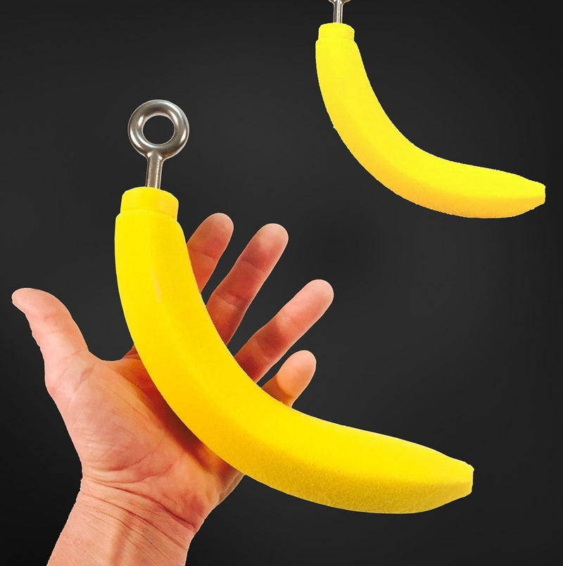 Atomik Rock Climbing Set of 2 Child Size Hanging Bananas for Strength and Grip Training in Yellow Rated to 120 pounds - BeesActive Australia