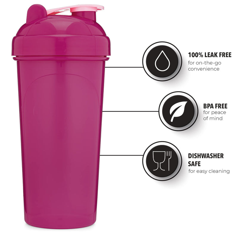 [4 Pack] 28 oz Shaker Bottle | Protein Shaker Bottle 4-Pack with Mixing Agitators (Black/Rose, Purple/White, Pink, Mint/White) | Shaker Bottle for Protein Mixes Pack is BPA Free and Dishwasher Safe 28 Ounces Black/Rose, Purple/White, Pink, & Mint/White - BeesActive Australia