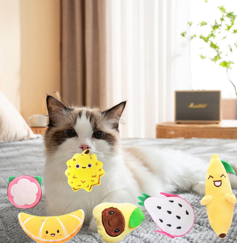6 Pack Fruit Catnip Toys Chew Bite Resistant Toys Kitten Supplies Interactive Catnip Toys for Indoor Cats Fruit Cat Toy Gift for Cat Lovers Dental Health Chew Toy Plush Catmint Pet Presents Set of 6 - BeesActive Australia