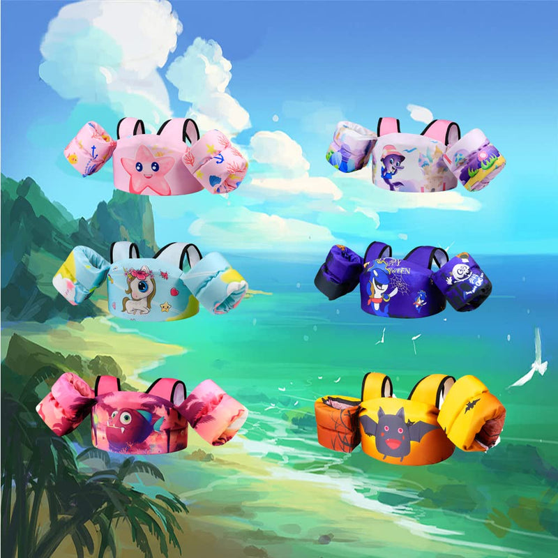 Kids Swim Vest for Children Learn Swimming Training,Foldable Swim Vest Jacket for 22-66 lbs Boys/Girls Sea Beach Pool Pink Starfish - BeesActive Australia
