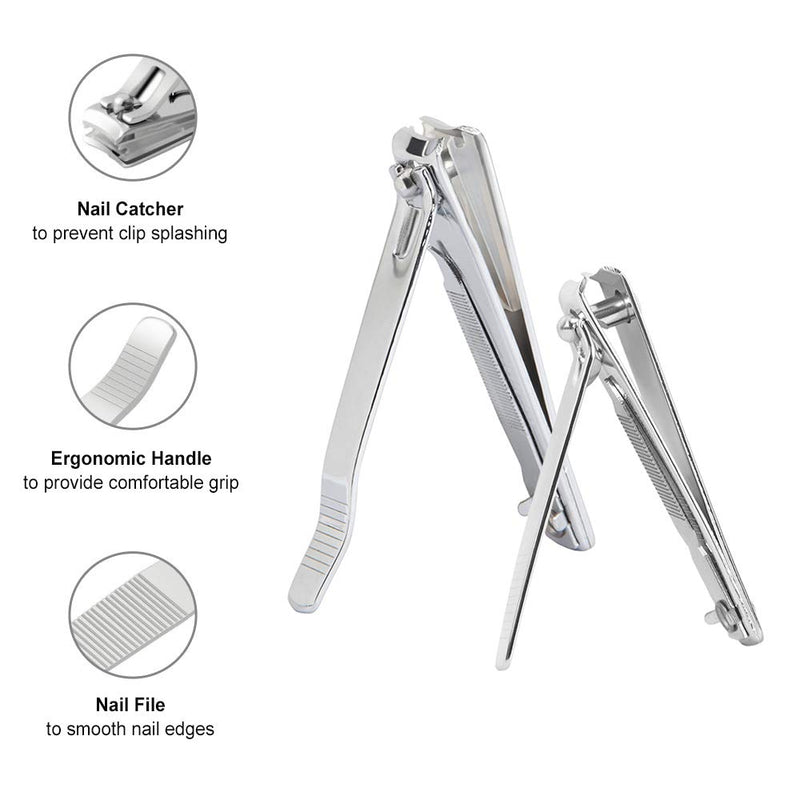 Nail Clippers Set,Combo Clippers with Fingernail and Toenail Clipper,Professional Stainless Steel Cutters 2Pcs - BeesActive Australia