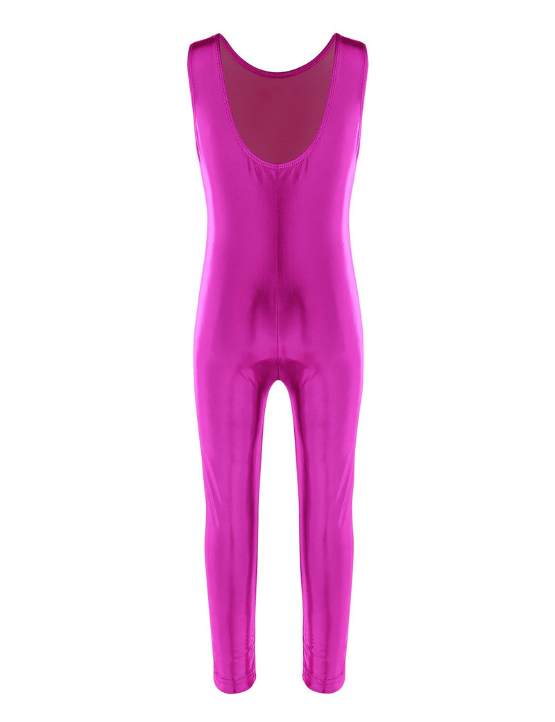 [AUSTRALIA] - winying Girls Shiny Metallic Sleeveless Gymnastics Leotard Unitard Zentai Dancewear Rose 7-8 