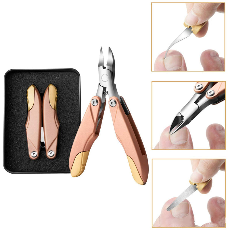 Professional Toenail Clipper, Nail Cutters for Ingrown Thick Nails, Sharp Wide Open Jaw Comfortable Rebound (Rose Gold) Rose Gold - BeesActive Australia