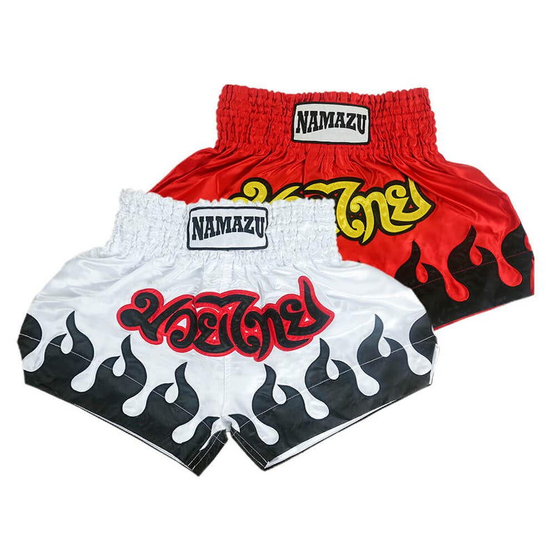 [AUSTRALIA] - NAMAZU Muay Thai Shorts for Men and Women, High Grade MMA Gym Boxing Kickboxing Shorts. 1white S- FIT WAIST 24"-26" 