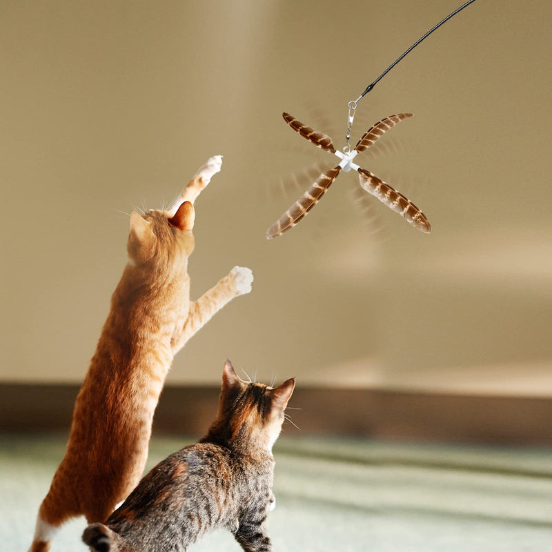 uahpet Natural Feather Cat Toys for Indoor Cats Retractable Cat Wand 60inch Safe Hunting Distance Interactive Toys for Kittens with 4Pcs Different Senses Replacement Teasers Arouse Cat Desire to Hunt - BeesActive Australia