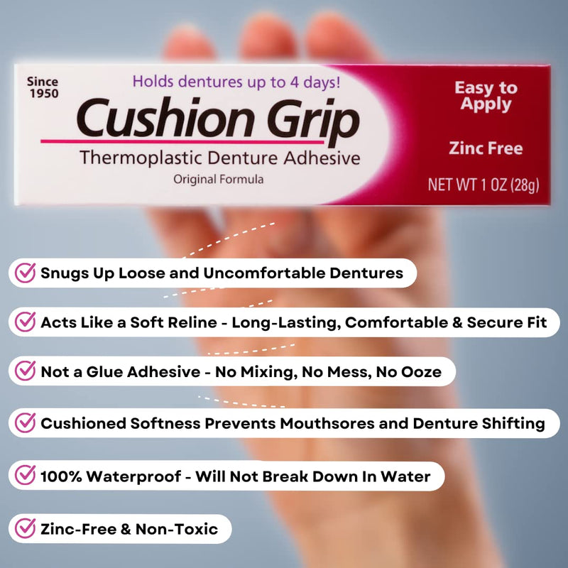 Cushion Grip - A Soft Pliable Thermoplastic Denture Adhesive for Refitting and Tightening 1 Oz (28 Grams) … - BeesActive Australia