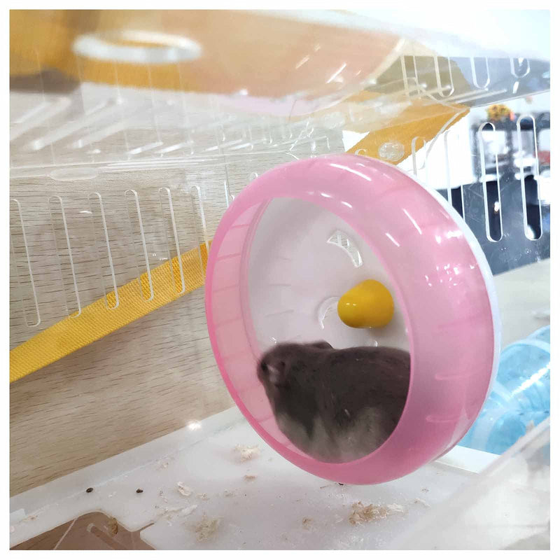 WishLotus Hamster Running Wheel, Silent Jogging Exercise Toy Hamster Cage Accessory for Drawf Hamster Golden Silk Shih Tzu Bear pink - BeesActive Australia