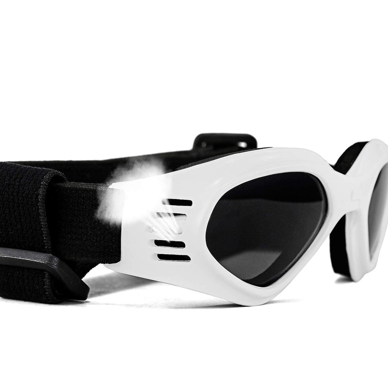 Vevins Dog Goggles Sunglasses UV Protective Foldable Pet Sunglasses Adjustable Waterproof Eyewear for Cat Dog White - BeesActive Australia