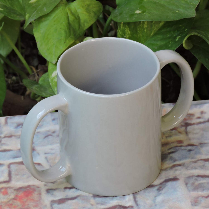 Dual Handle Mug | Two Handled Ceramic Drinking Mug for Secure Hold | 11.83 Fl. Oz. (350 Ml) - Grey Color - BeesActive Australia