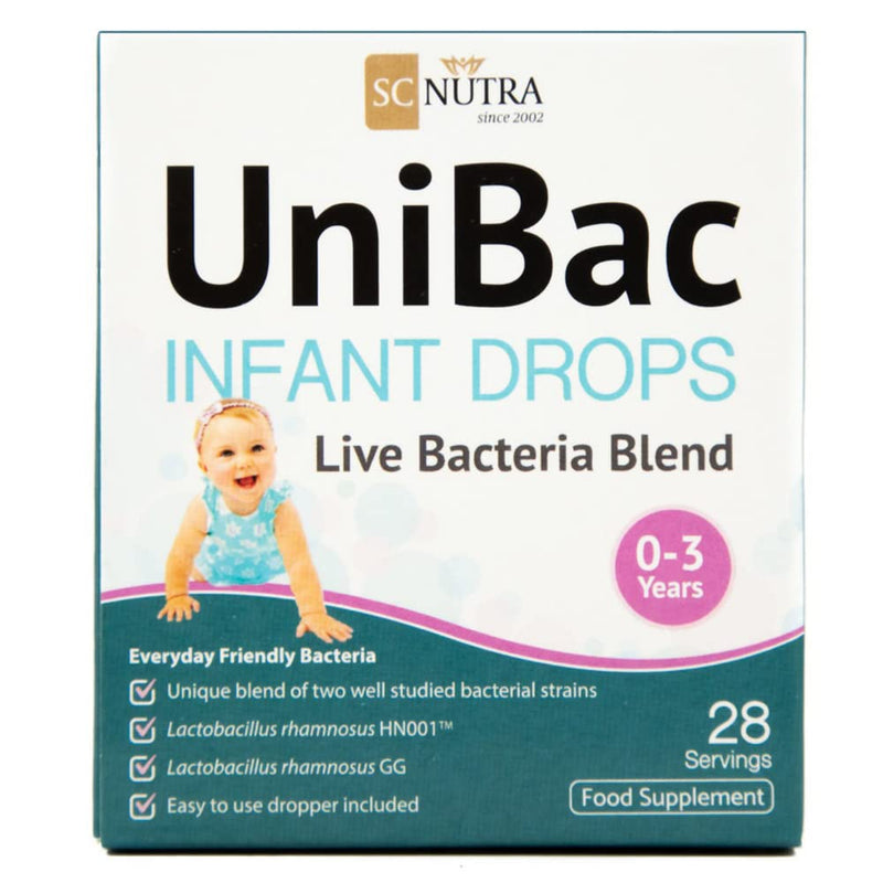 Unified Bacteria: UniBac Newborn / Baby / Infant Probiotics 0-3 years | Lactobacillus rhamnosus GG & HN001� | 1.5Bn CFU Probiotic Drops - 28 Servings - BeesActive Australia