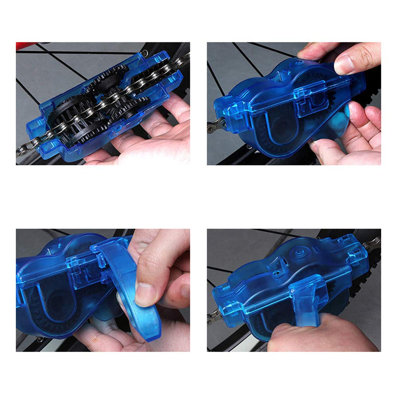 1 Piece Bike Chain Cleaning Tool Bike Chain Scrubber Bicycle Chain Cleaning Bike Chain Washer Cycling Chain Cleaning with Rotating Brushes for Road Bikes Bicycle Cycling Mountain Bike, Blue - BeesActive Australia