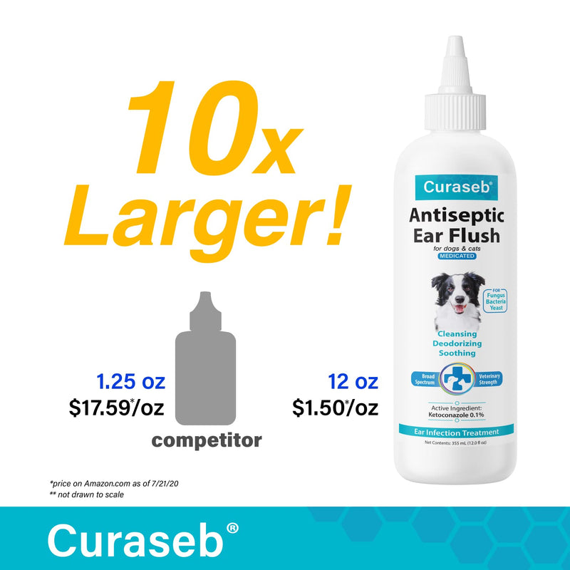 BEXLEY LABS Curaseb Cat & Dog Ear Infection Treatment - Stops Infections, Inflammation & Itchiness, Veterinary Strength 12oz (Pack of 1) - BeesActive Australia