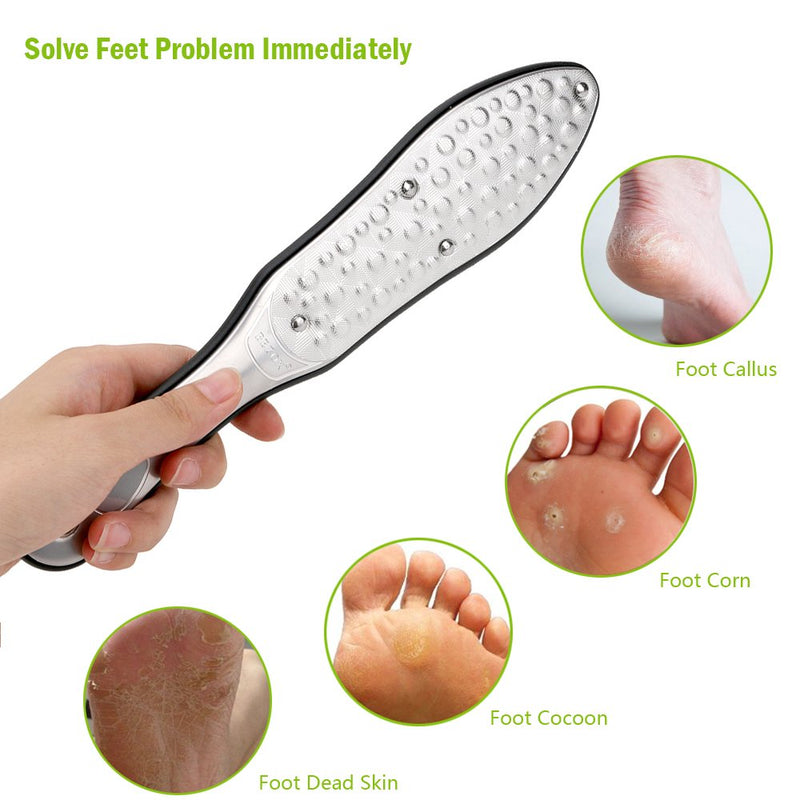 BEZOX Professional Foot File Callus Remover, Double Sided Pedicure Rasp for Cracked Heel and Dead Foot Skin - Heavy Duty Surgical Grade Stainless Steel - W/Cloth Storage Bag & Gift Box Metal Foot File Silver - BeesActive Australia