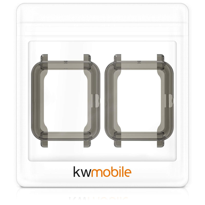 kwmobile 2-Pack Fitness Tracker Frame Compatible with Huami Amazfit Bip S/Bip S Lite - Case Sport Tracker TPU Silicone Cover - Black/Transparent black / transparent - BeesActive Australia