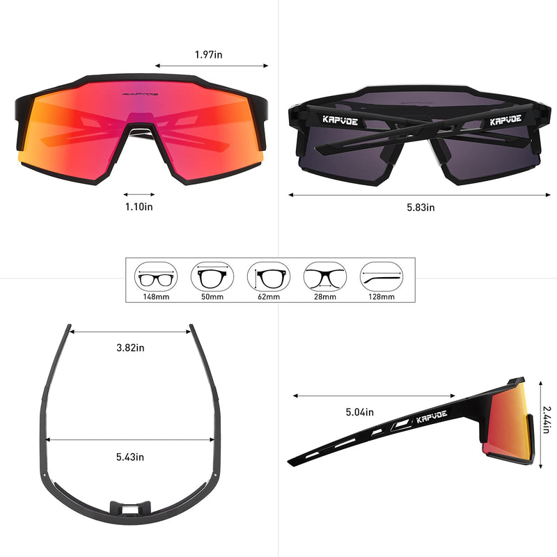 KAPVOE Polarized Cycling Glasses with 4 Interchangeable Lenses TR90 Sports Sunglasses Women Men Running 01 - BeesActive Australia