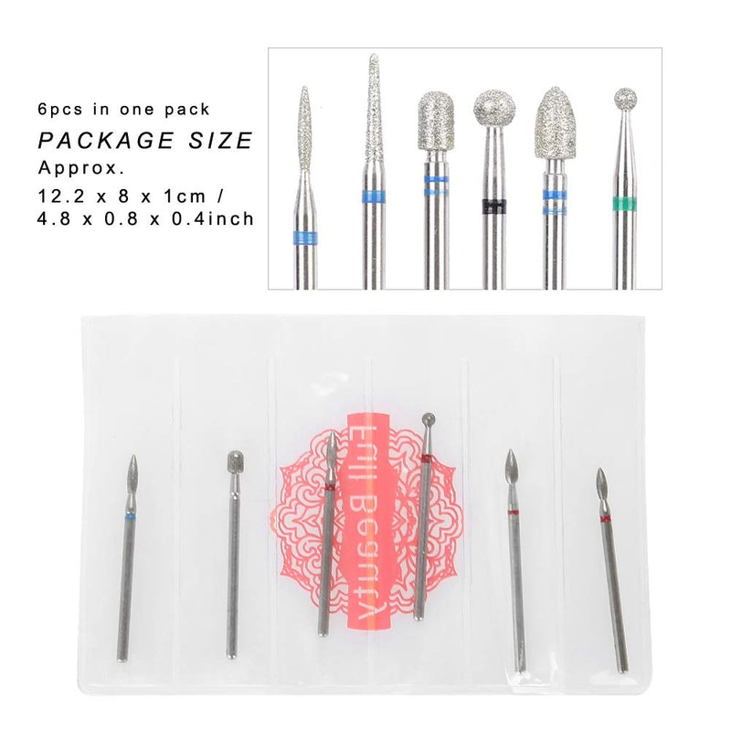 5 Types 6pcs/pack Stainless Steel Nail Art Drill Bit Kit Nail Drill Accessories Manicure, smoothing nail tools, smooth nails(JG#8) JG#8 - BeesActive Australia