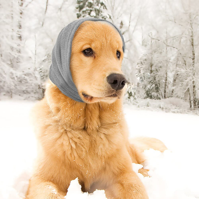 SIMENA No Flap Ear Wraps for Dogs, Stretchy Dog Ear Muffs, Dog Ear Cover Against Stressing Effect of Loud Noise, Head Wrap to Keep Your Dogs Ears Warm Medium (12-20" x 7") Grey - BeesActive Australia