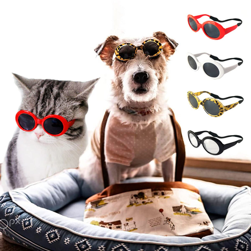 Retro Oval Small Dogs Cats Eye Wear Party Favors Pet Sunglasses Set Cute Funny Cosplay Dolls Costume Photo Props - BeesActive Australia